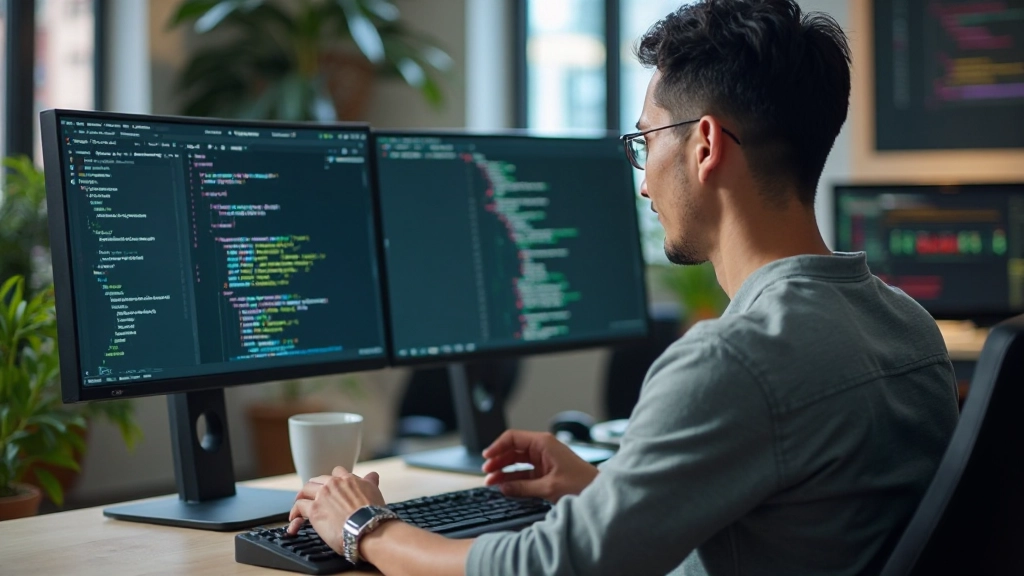 Code example in text editor showing semantic HTML with proper indentation and structure for a complete webpage layout